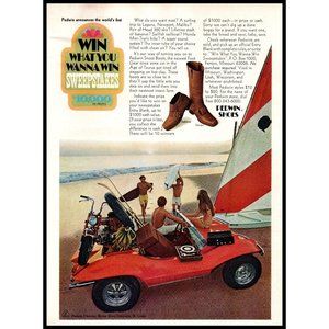 1971 Pedwin Shoes Vintage Print Ad Beach Surfboard Dune Buggy Honda Wall Art